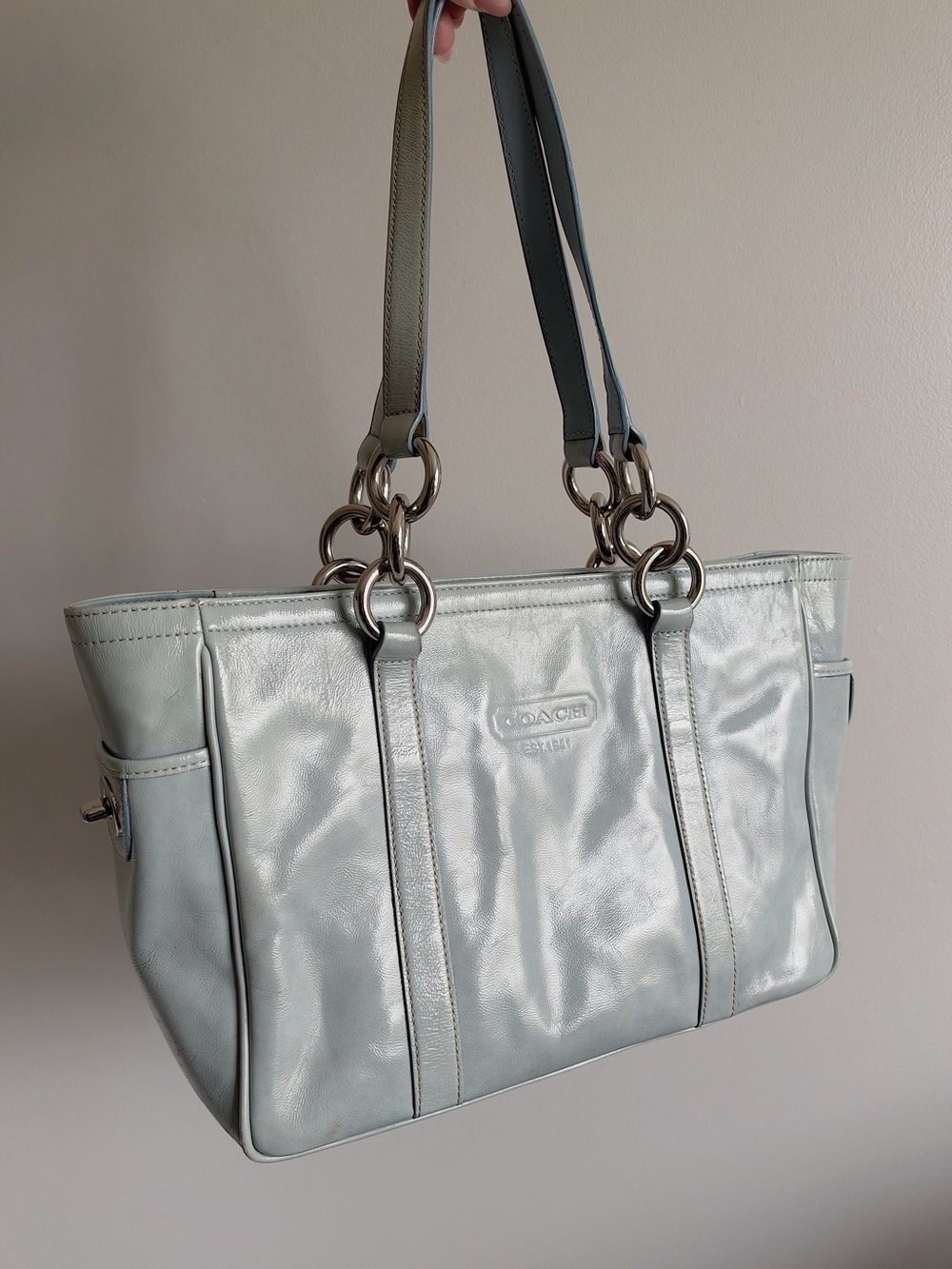 Vintage Coach Light Blue Leather Bag